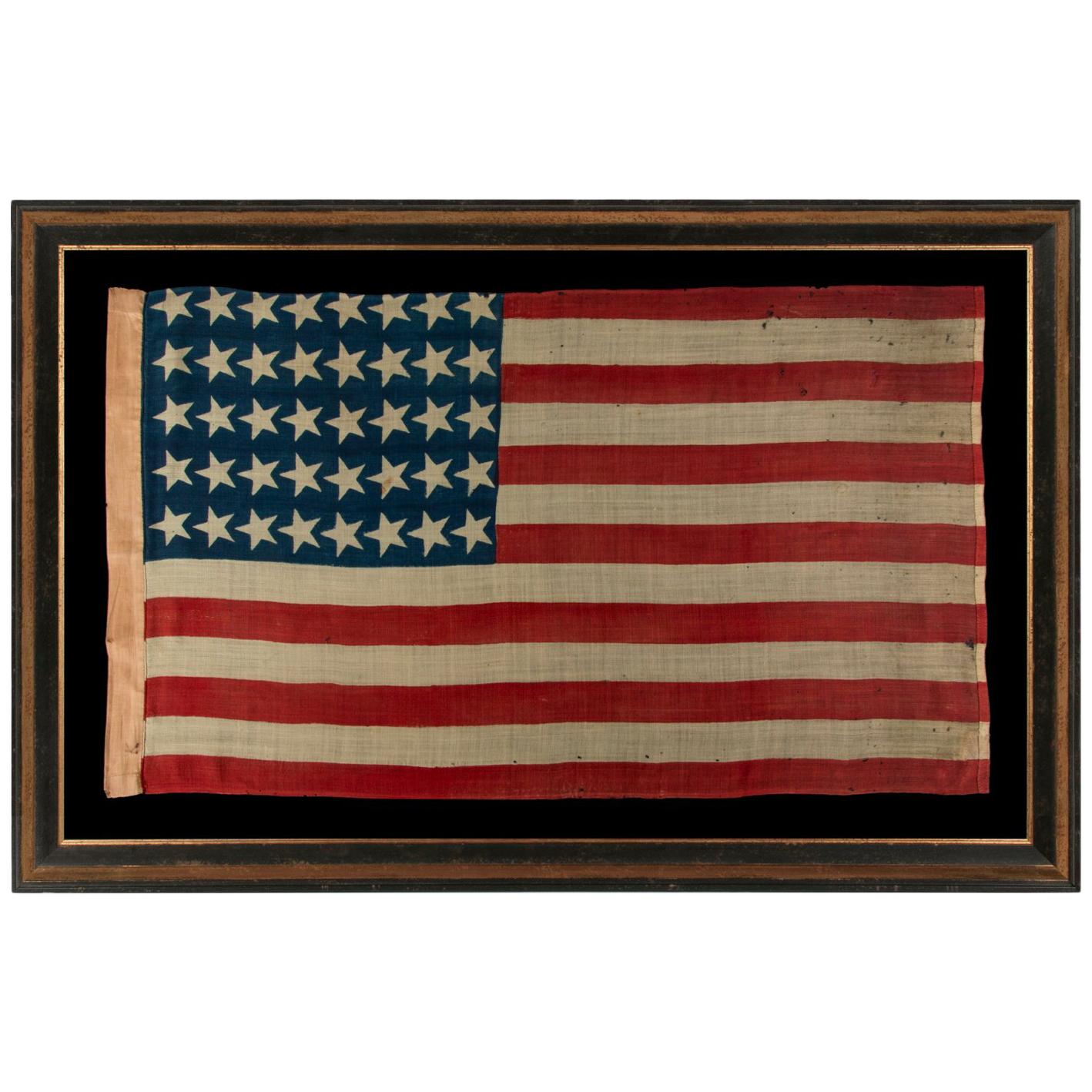 40 Canted Stars on an Antique American Flag, South Dakota Statehood, 1889