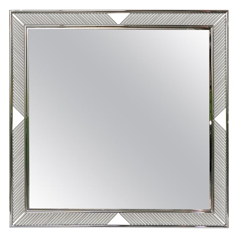 Contemporary Minimalist Italian Nickel Mirror with Modern Baguette ...