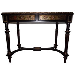 French Louis Napoleon III Style Boulle Desk with Tortoiseshell and Brass Inlay