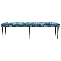 Customizable Turquoise Pavia Blossom Glass Mosaic Console by Ercole Home