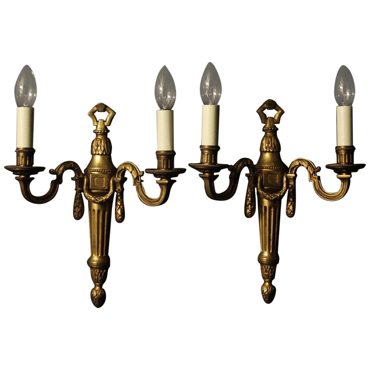 French Pair of Bronze Antique Wall Lights
