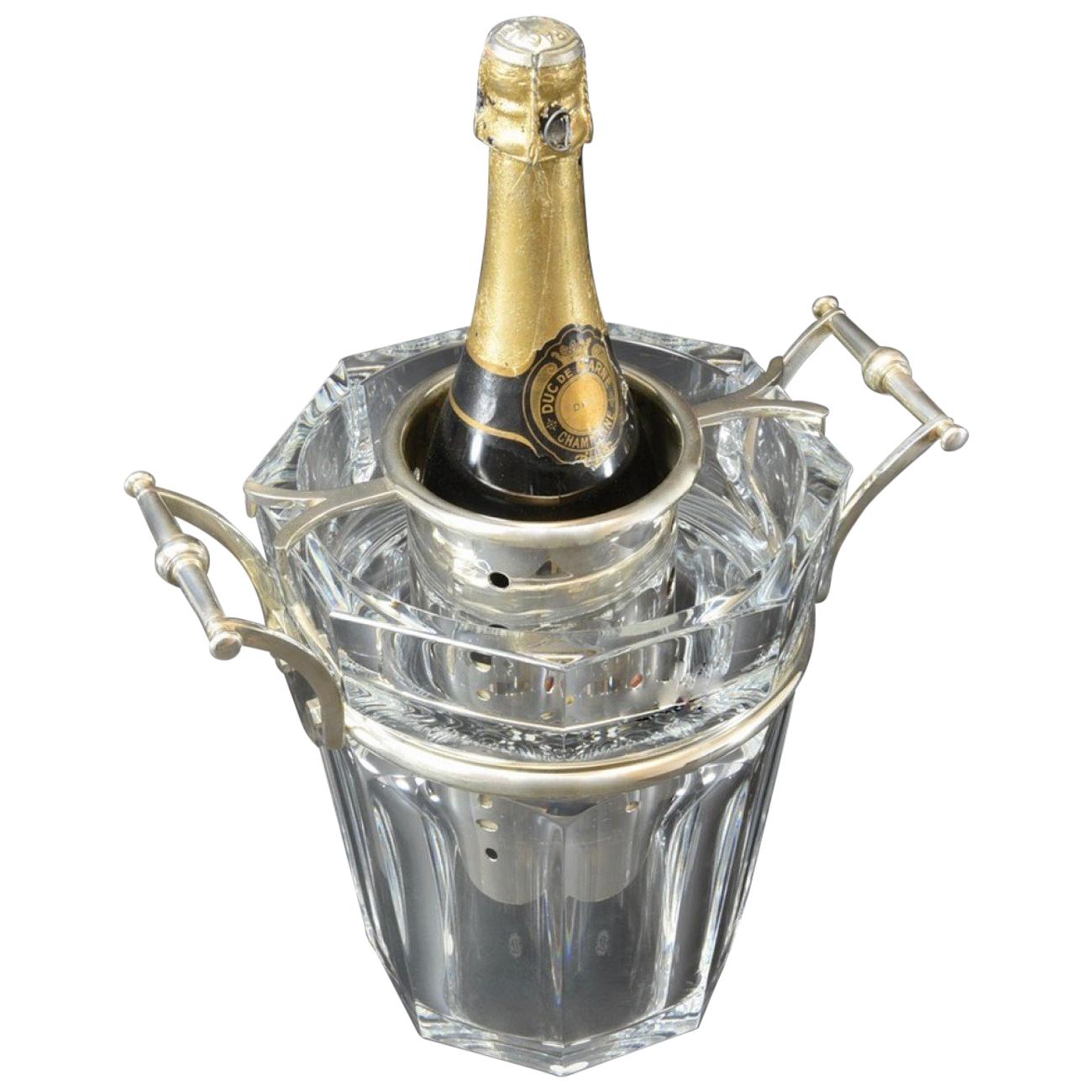 Baccarat 'Moulin Rouge' Cut Crystal and Silver Plate Wine Cooler, circa 1985
