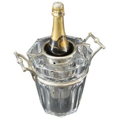 Retro Baccarat 'Moulin Rouge' Cut Crystal and Silver Plate Wine Cooler, circa 1985