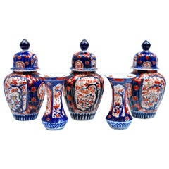 Small 19th Century Japanese Imari Five-Piece Garniture Set