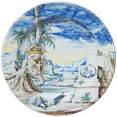 Late 17th Century Italian Maiolica Armorial Dish, 1700 circa