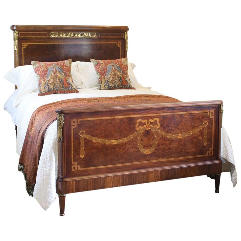 Inlaid Empire Style Antique Bed at 1stDibs empire style bed, antique