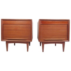 Pair of Danish Modern Tambour Nightstands by Falster
