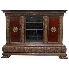 Herrenzimmer Cupboard Bookcase Antique Table Showcase Lion Paw