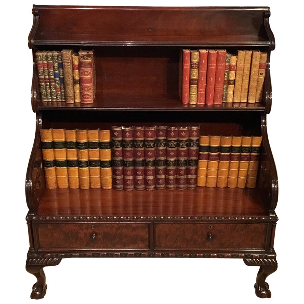 English Mahogany Regency Period Waterfall Bookcase For Sale