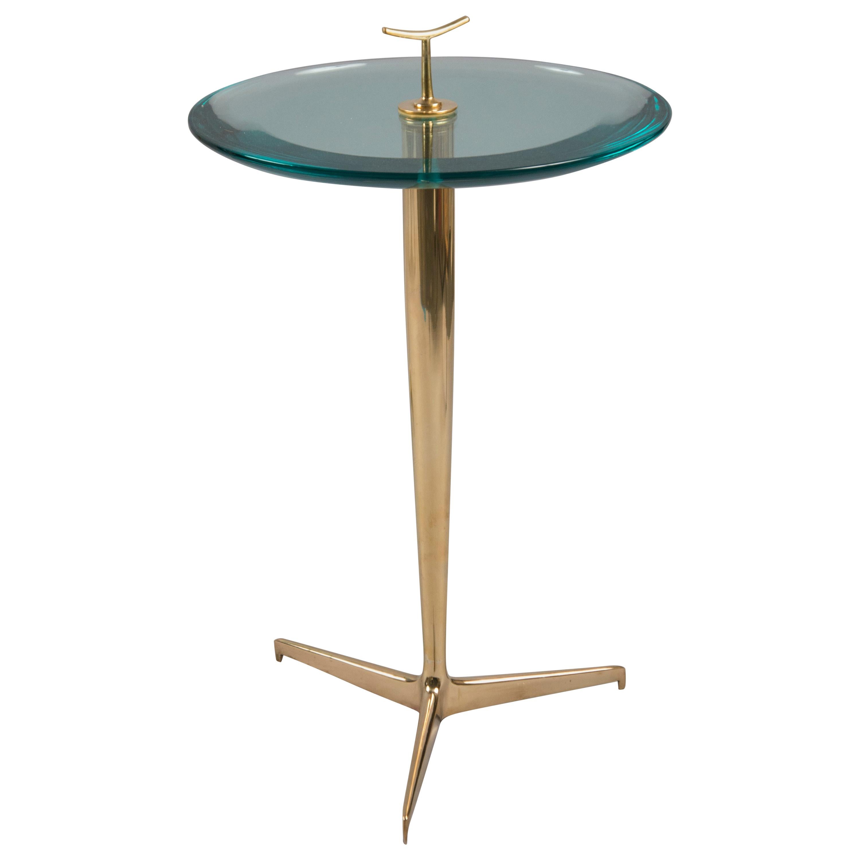 Pair of Brass and Glass Side Tables, Italy, 2018