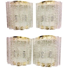 A set of Four 1960s German Brass Six Tubes Doria Glass Sconces, Two Pairs