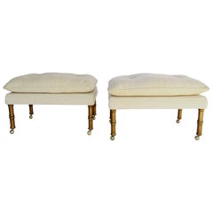 Pair of Gilded Mid-Century Modern Faux Bamboo Benches or Stools, 1970s