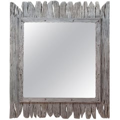Moroccan White Washed and Repurposed Wooden Mirror