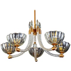 Italian Art Deco Chandelier by Barovier & Toso Murano, 1940