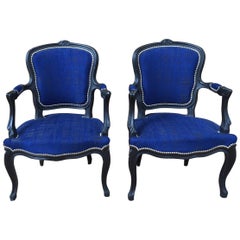 Pair of Louis XV Style Cabriolet Chairs, 1940s