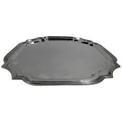 American Sterling Silver Square Cartouche Georgian-Style Salver Tray