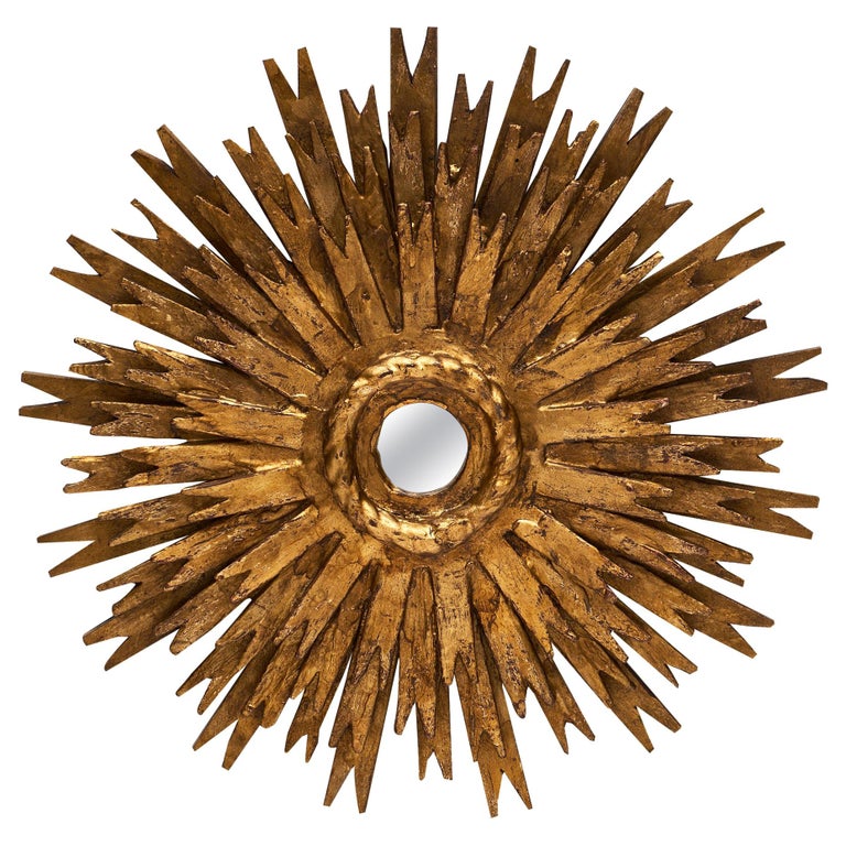 Gold Leaf Sunburst Mirror at 1stDibs