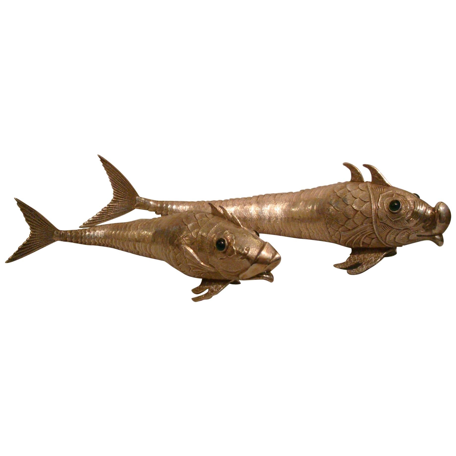 Pair of Spanish Sterling Silver Articulated Fish
