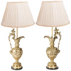 Pair of Classical Ormolu Ewers or Lamps