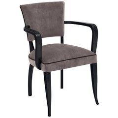 Single Ebonized Art Deco Bridge Chair