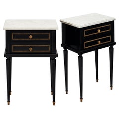 Louis XVI Style Marble Topped Side Tables
