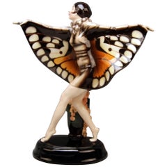 Goldscheider Vienna Lorenzl Butterfly Lady Captured Bird Nr.5230, circa 1930