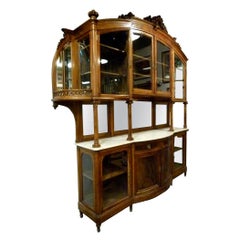 Antique Art Nouveau Oak Wood Spanish Cabinet