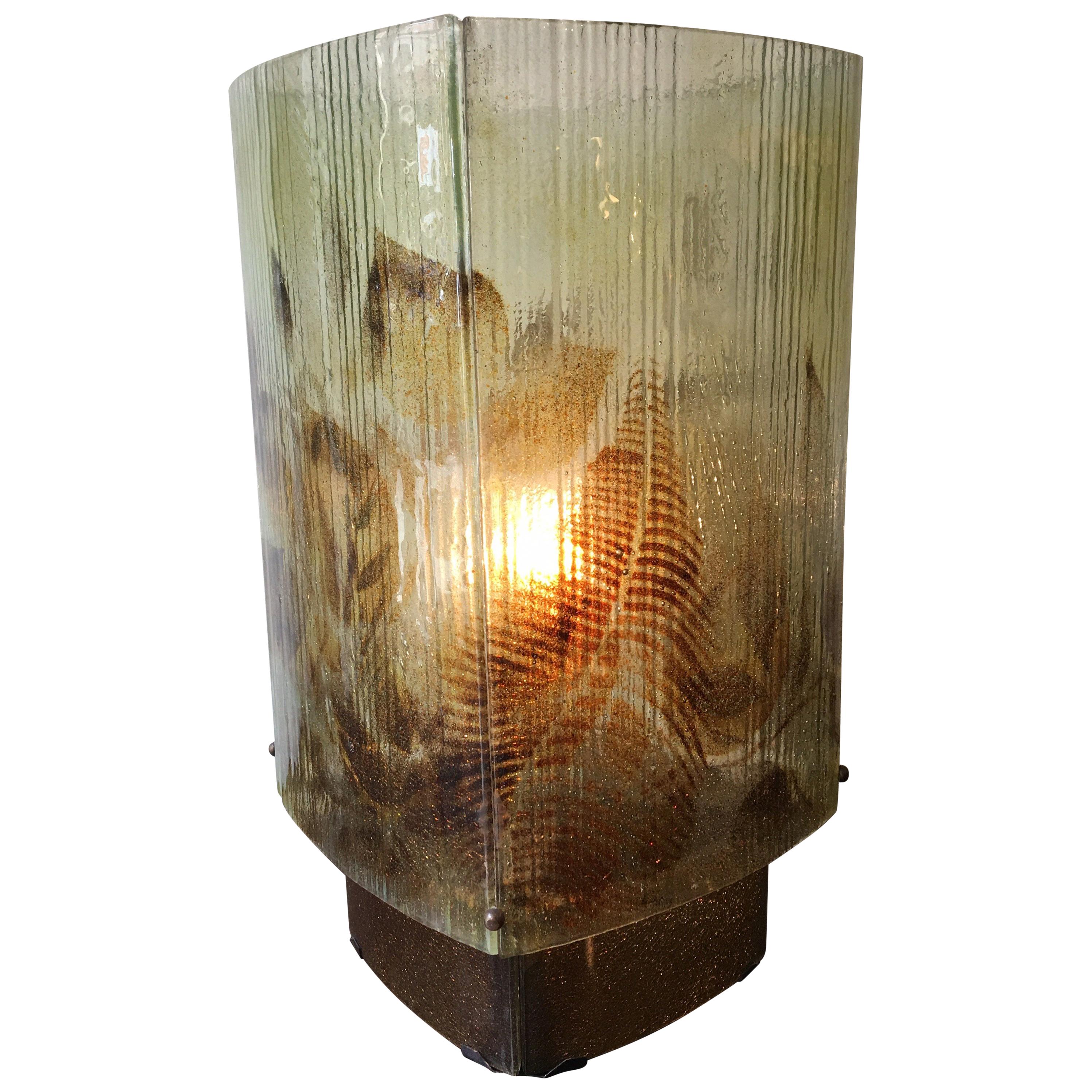 Fused Glass Fauna Themed Table Lamp