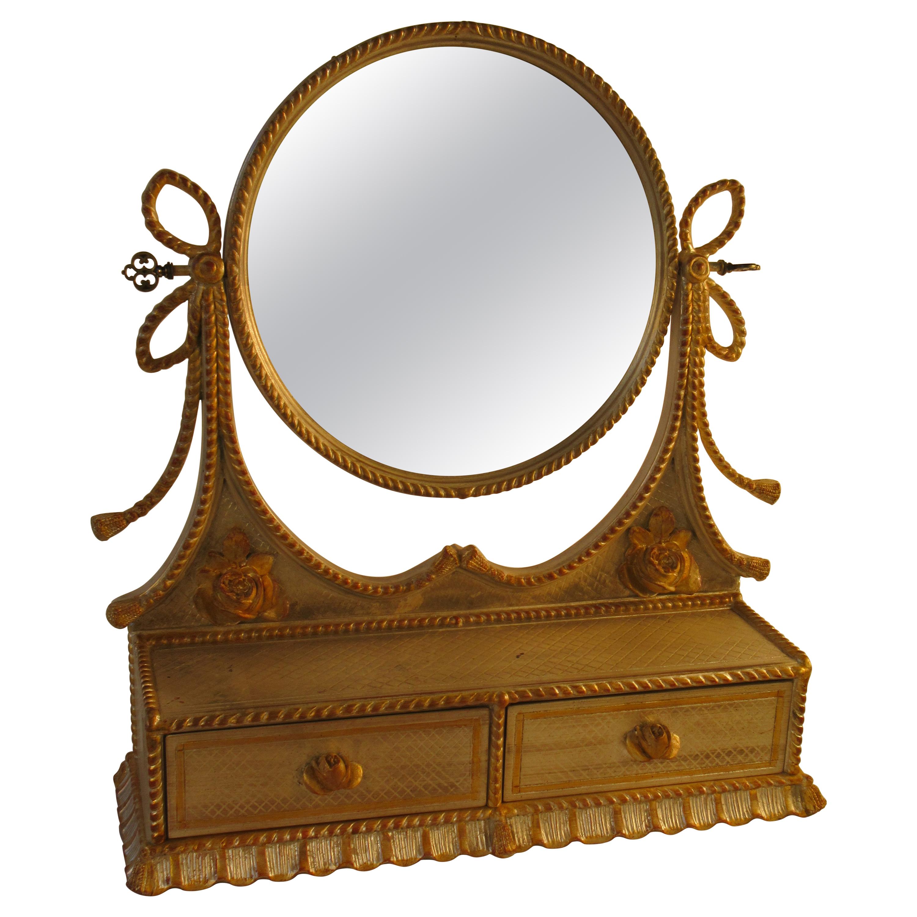 1960s Italian Silver and Gold-Painted Vanity Mirror