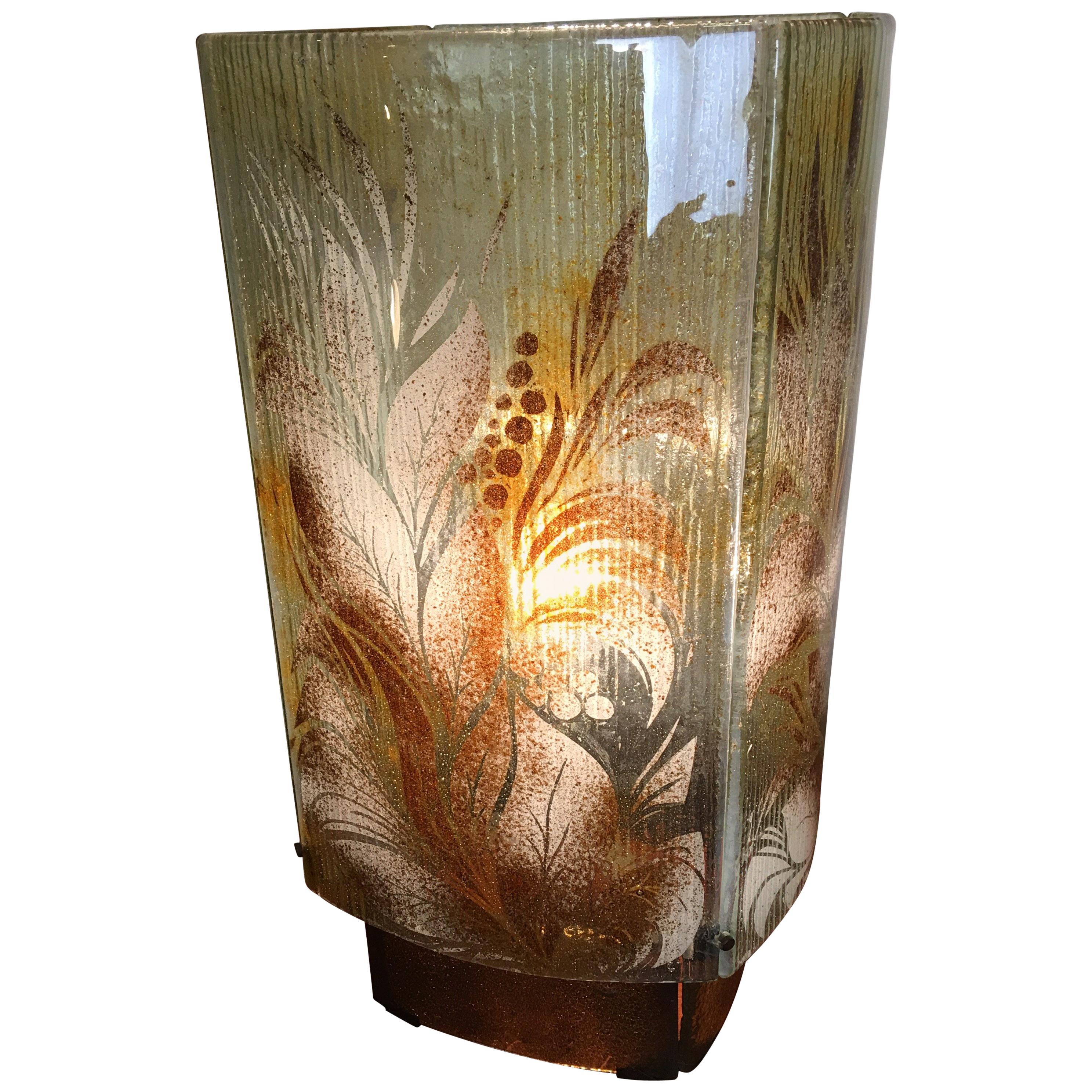 Fused Glass Fauna Inspired Table Lamp