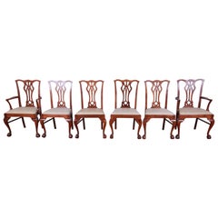 Chippendale Mahogany Ball and Claw Foot Dining Chairs, Set of 6