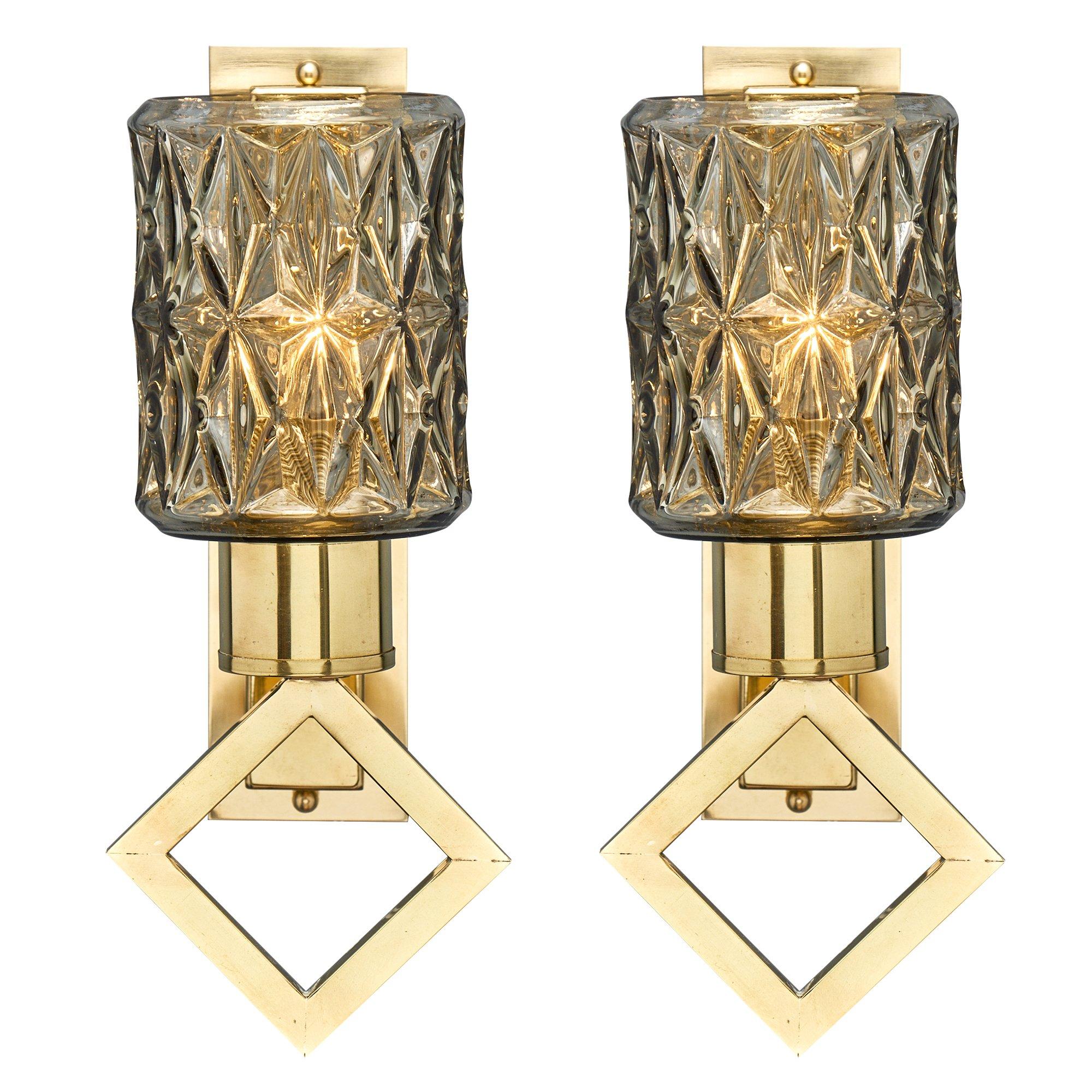 Murano Glass Modernist Diamond Sconces