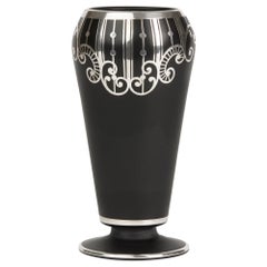 American Art Deco Rockwell Silver Overlay Glass Vase