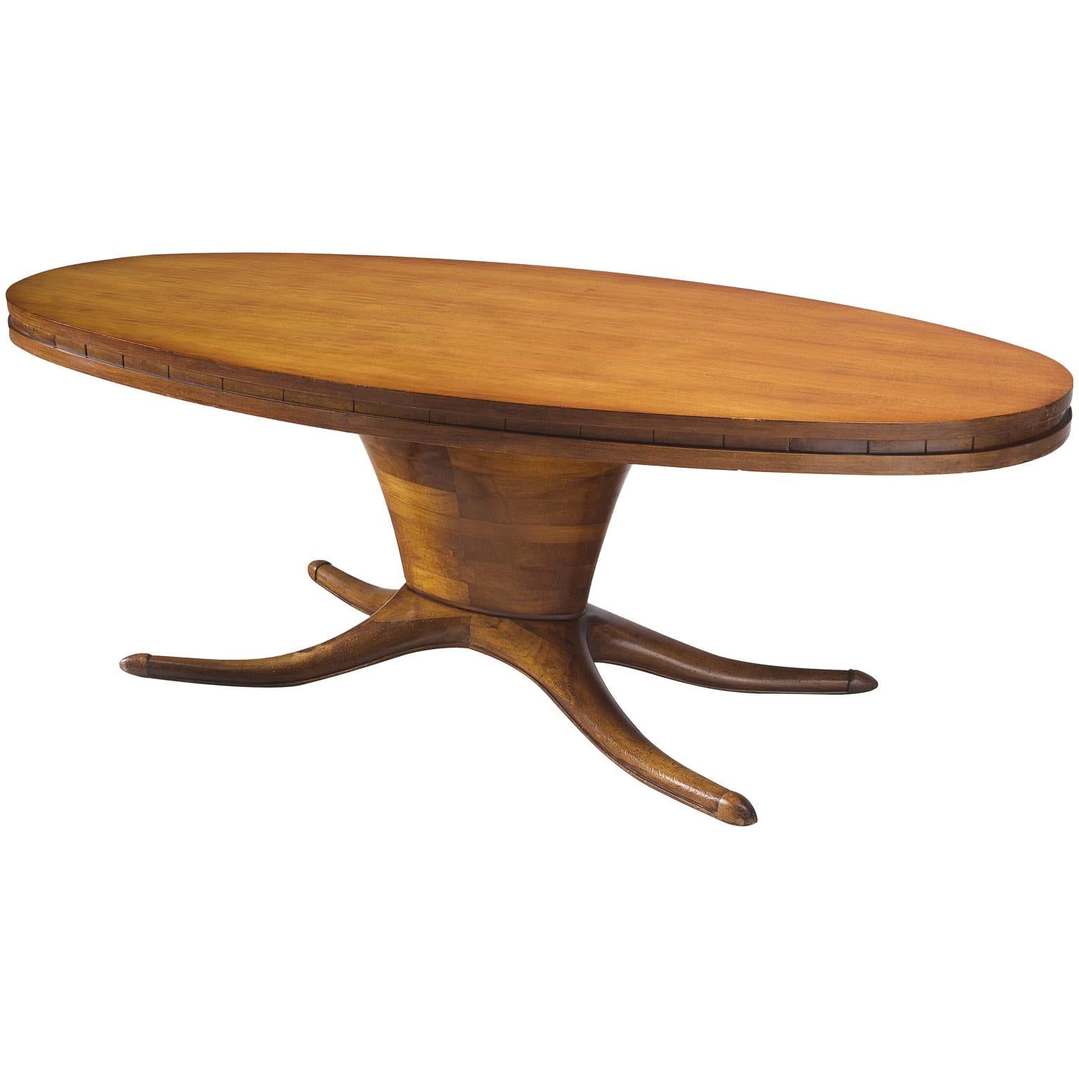 Midcentury Oval Centre Table in Walnut, circa 1950