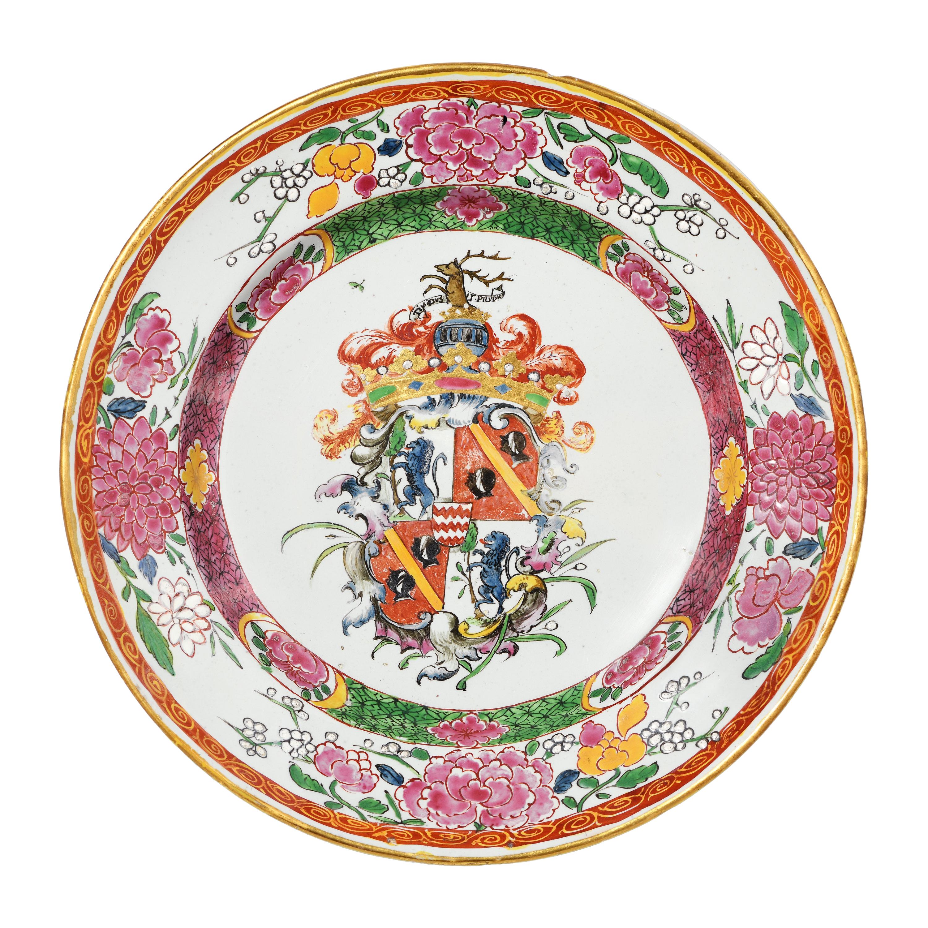 18th Century Italian Maiolica Armorial Dish Milano, circa 1770