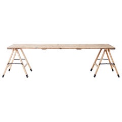 Vintage French Pine Harvest Table with Trestle Legs
