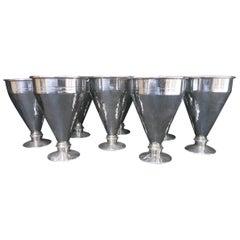 Vintage Set of Eight Fashionable Aluminum Cups