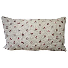 Pretty Floral Block Printed Pillow French, 18th Century