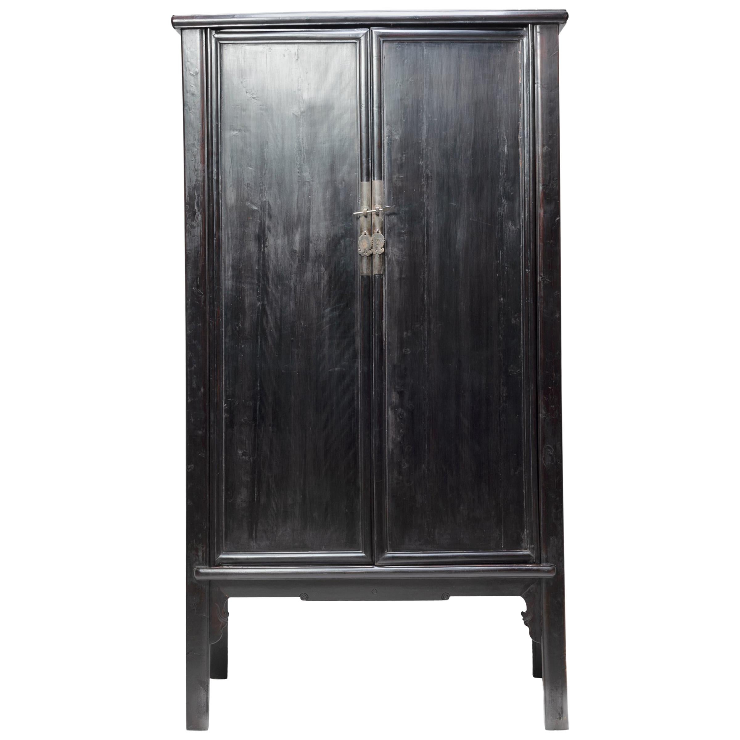 Chinese Black Lacquer Scholar's Cabinet, c. 1850