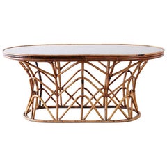 Franco Albini Style Sculptural Bamboo Rattan Dining Table