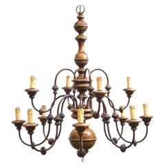 Florentine Florence Renaissance Style Wood and Metal Chandelier