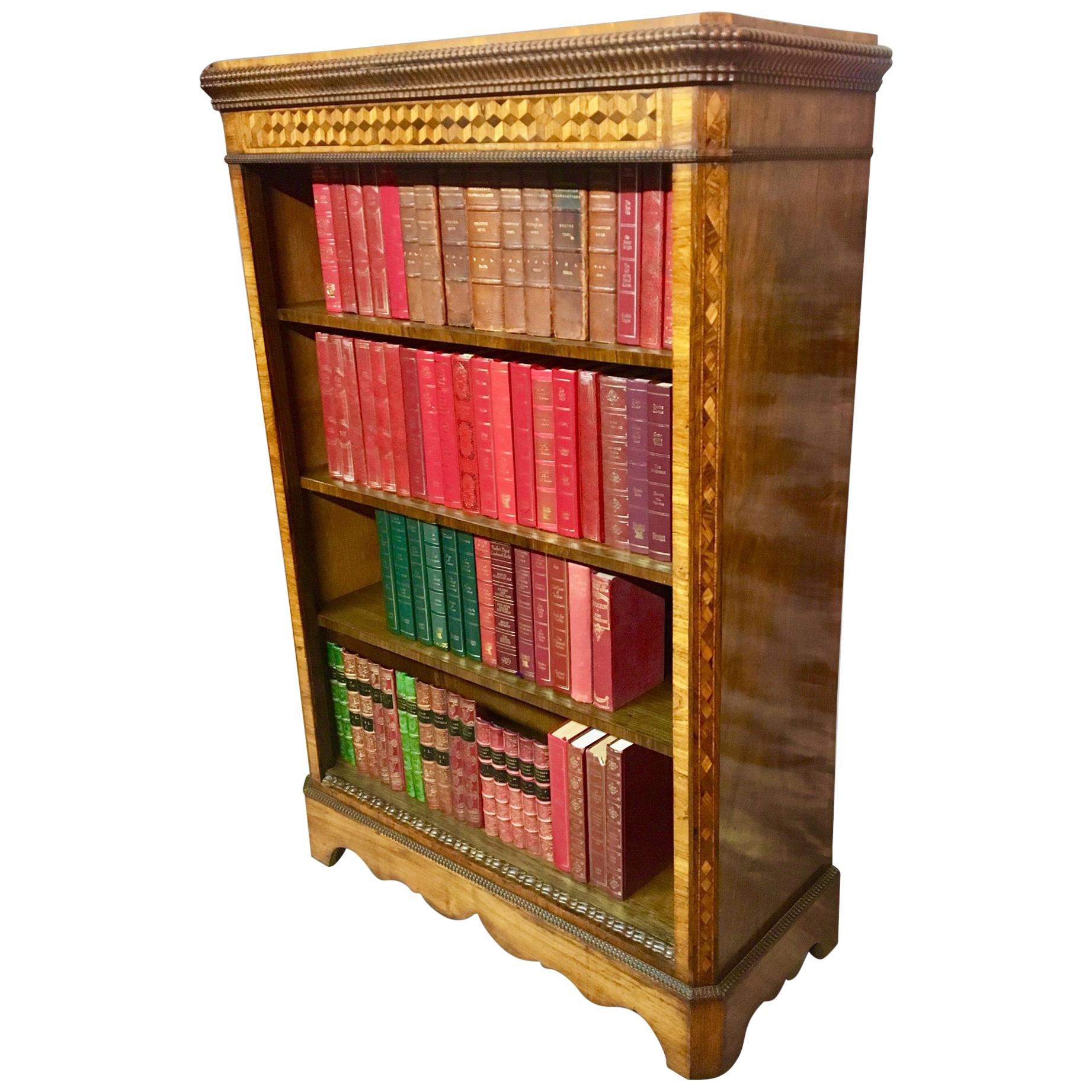 Open Bookcase with Marquetry, circa 1880 For Sale