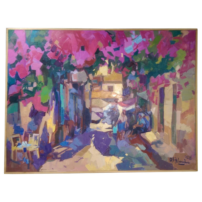 ‘Le Jardin' Vibrant Oil on Canvas Contemporary Painting Bedros Aslanian For Sale