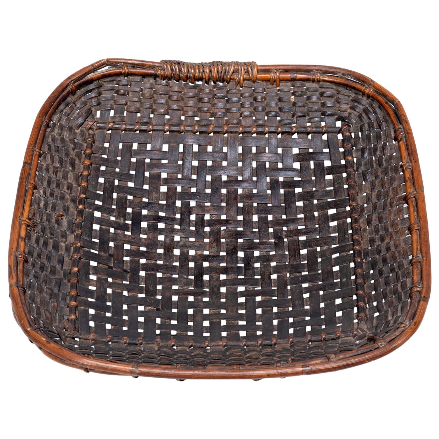 Early 20th Century Square Filipino Field Basket