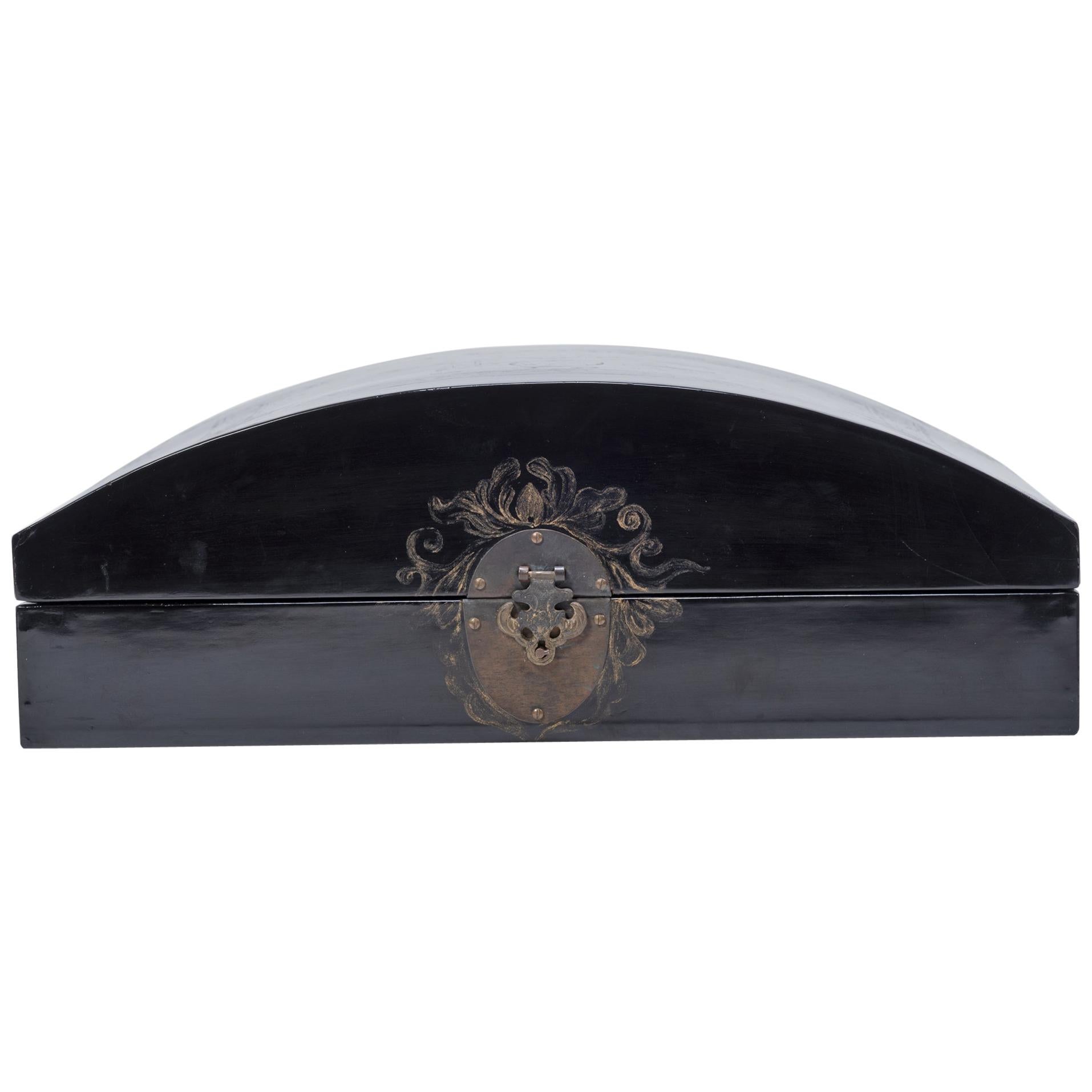 Chinese Fine Black Lacquer Document Box