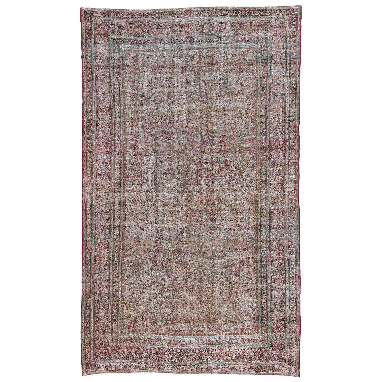 Shabby Chic Distressed Persian Oversize Carpet For Sale