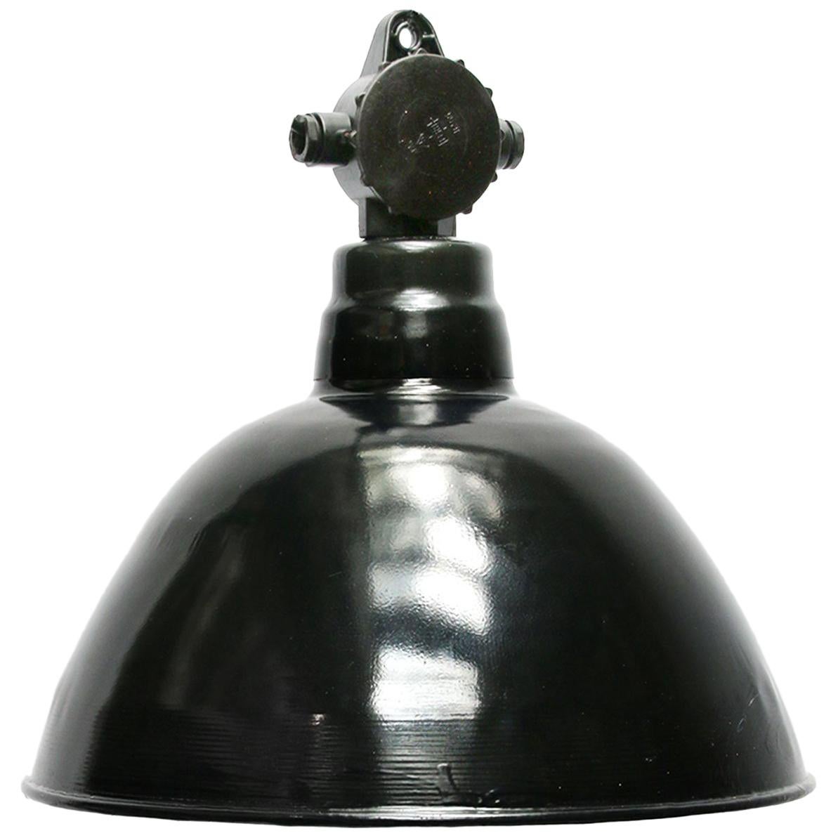 Black Enamel German Vintage Industrial Bakelite Top Pendant Lights