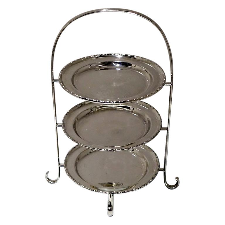 Early 20th Century Edwardian Silver plated Three Tier Cake Stand A Beardshaw