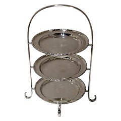 Antique Early 20th Century Edwardian Silver plated Three Tier Cake Stand A Beardshaw