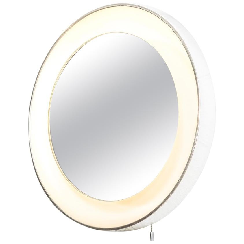 Midcentury Lightolier Lighted Wall Vanity Mirror For Sale